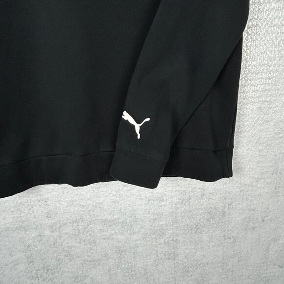 Puma Sweatshirt Women Medium Black Asymmetrical Cowl Neck Fleece Logo Pullover - Picture 6 of 13
